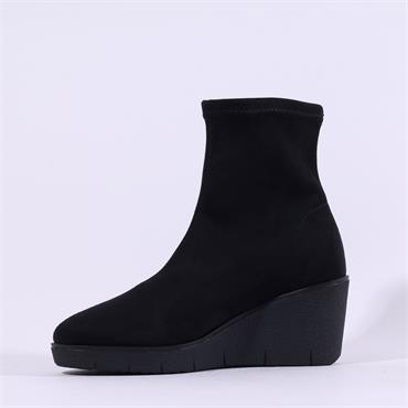 Miss Elastic Wedge Sock Boot - Black